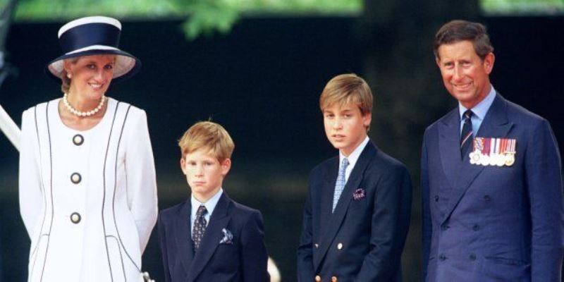 A picture of Prince Charles with his family, which was taken in 1995. From left- Diana (Princess of Wales), Prince Harry, Prince William, and Prince Charles