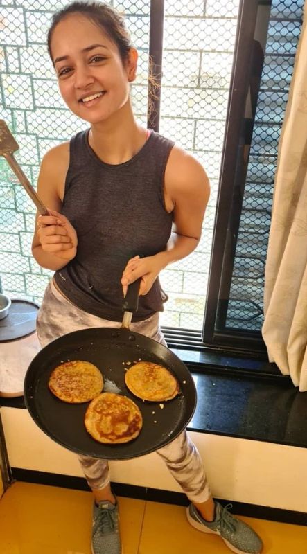 Shanvi Srivastava's Instagram photo about her cooking