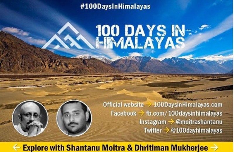 A poster of Shantanu Moitra's journey of 100 days in Himalayas