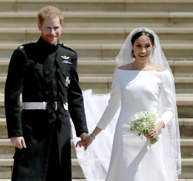 A wedding day picture of Prince Harry and Meghan Markle taken in 2018