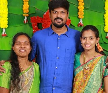 Adi Reddy with his sister (left) and wife