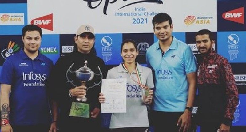 Anupama Upadhyaya after winning a gold medal in the Infosys Foundation India Open International challenge tournament