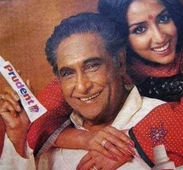 Anuradha Patel with her late maternal grandfather Ashok Kumar in an old advertisement