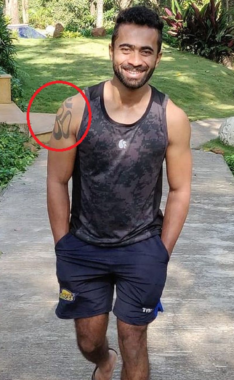 Arjun Hoysala's tattoo on his shoulder