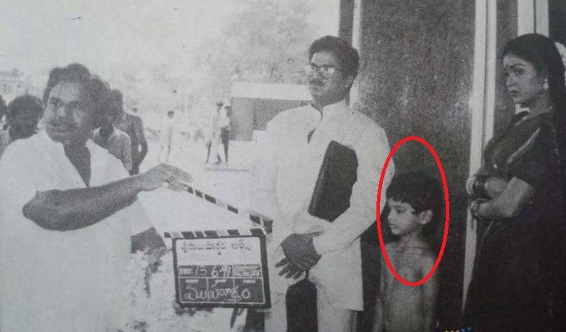 Baladitya during the muhurat shot of his debut Telugu film Edurinti Mogudu Pakkinti Pellam
