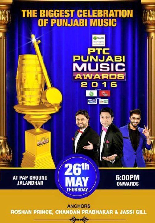 Chandan Prabhakar as a host for the award show Punjabi PTC Music Awards