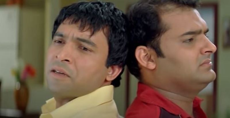 Chandan Prabhakar (left) in a still from the film Bhavnao Ko Samjho along with Kapil Sharma