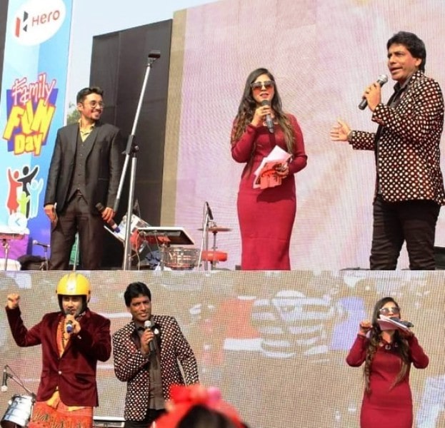 Deepu Srivastava while performing a standup comedy at Hero Motors' corporate event