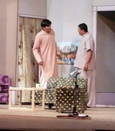 Dipen Raval (left) in a still from the play Salo Karave Gotalo
