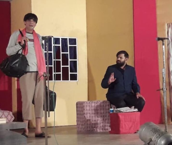 Dipen Raval (left) in a still from the play Tame Josh Ma To Ame Honsh Ma