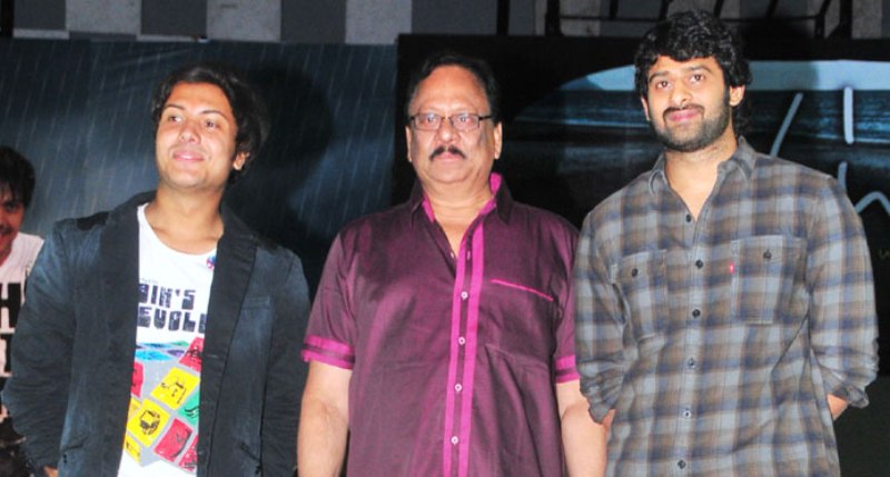 From left to right, Siddharth Rajkumar, Krishnam Raju, and Prabhas