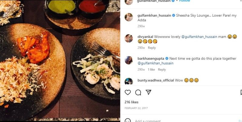 Gulfam Khan's Instagram post about his food habit