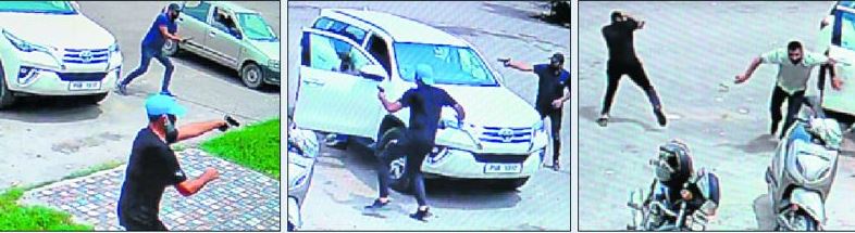 Images taken from CCTV video showing assailants opening fire at Youth Akali Dal leader Vicky Middukhera