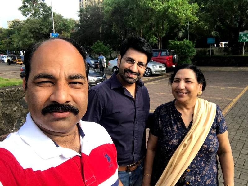Jaineeraj Rajpurohit with his brother (left) and mother