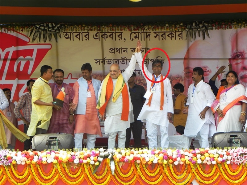 Kalyan Chaubey with Amit Shah during his campaigning for the 2019 Lok Sabha elections