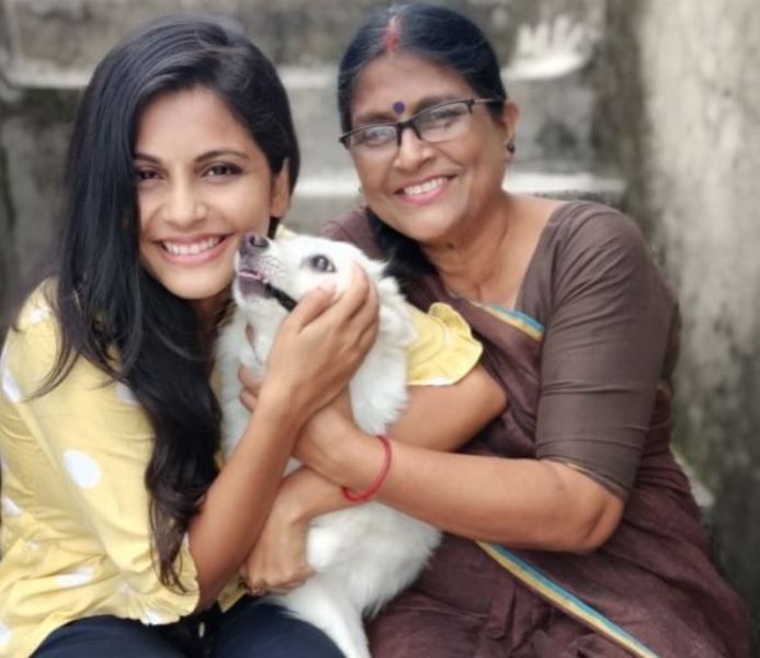 Megha Chakraborty with her mother