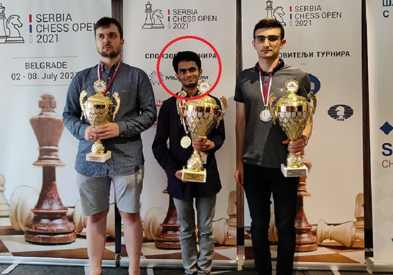 Nihal Sarin after winning the Serbia Open Masters 2021