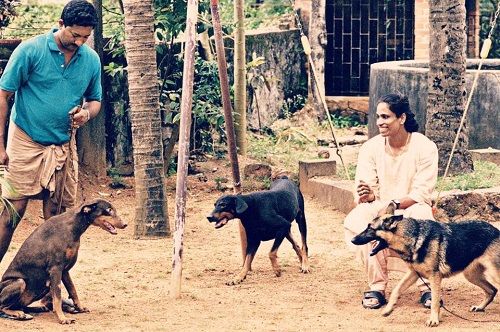P. T. Usha with her pet dogs