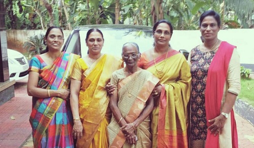 P. T. Usha with her sisters and mother