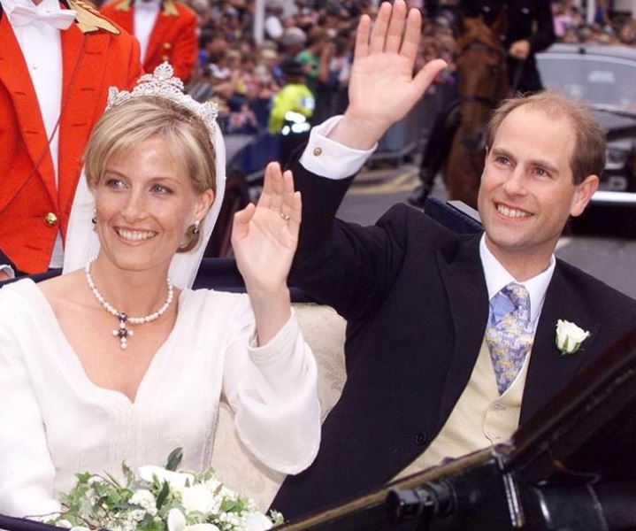 Prince Edward and Sophie Rhys Jones's wedding day picture taken in 1999