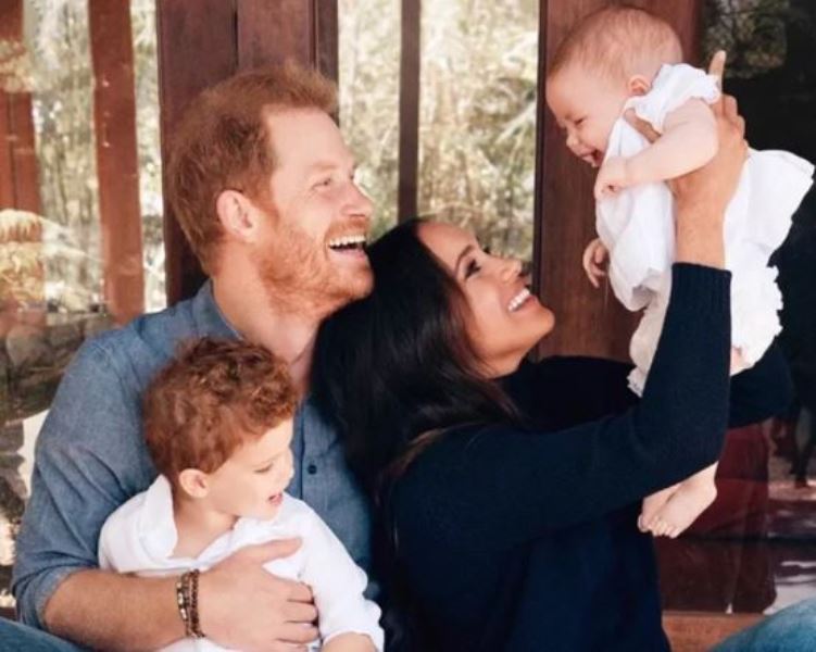 Prince Harry with his wife, Meghan and children, Archie and Lilibet