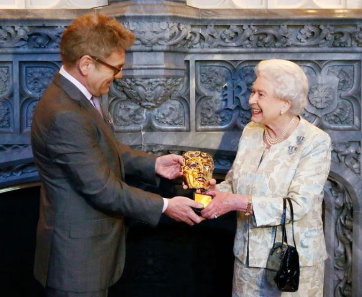 Queen Elizabeth while receiving a BAFTA Award in 2013