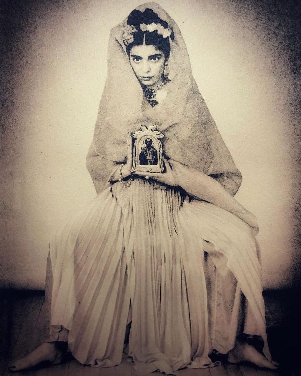 Ramita Navai at the age of 19, posing as Frida Kahlo for the photographer Lesley Howling