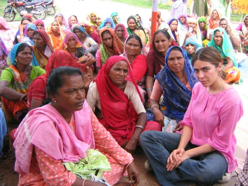 Ramita Navai with the group of victims of caste discrimination in Andhra Pradesh, India