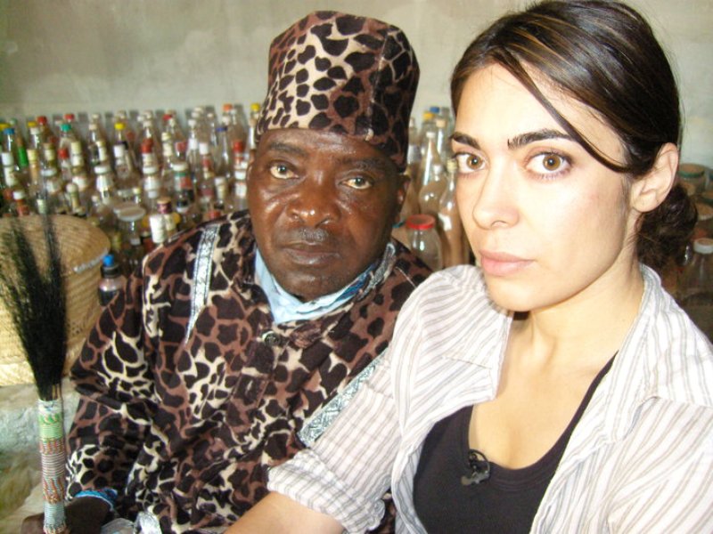 Ramita Navai with the traditional medicine maker in South Africa