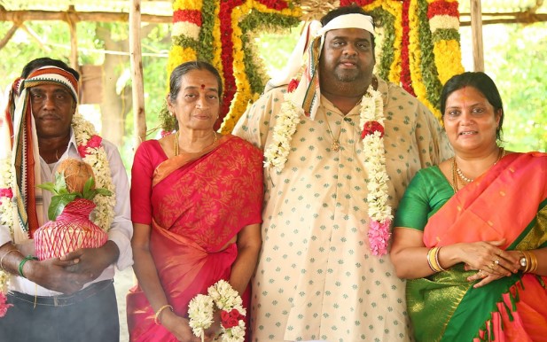 Ravindar Chandrasekaran with his mother (second from left) and family members