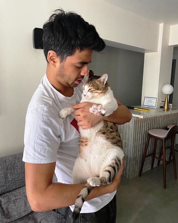 Rohan Joshi with his cat