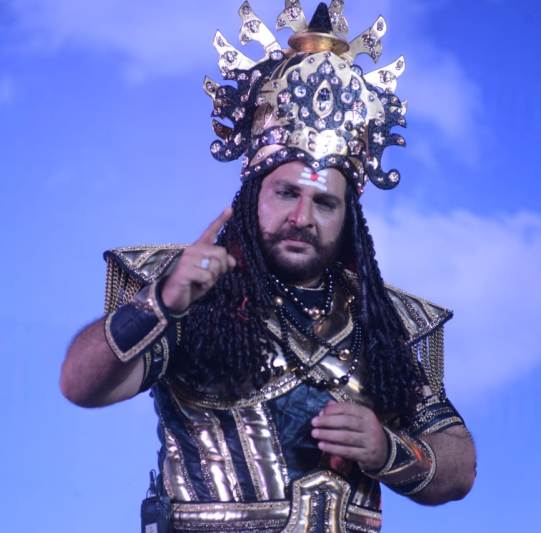 Shahbaz Khan in a scene from the play Ramlila in Ayodhya in which he portrayed the character of Ravana