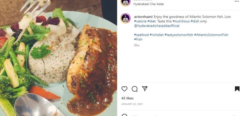 Shani Salmon's Instagram post about his food habit