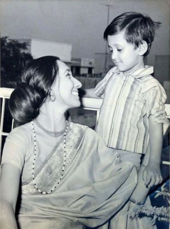 A childhood image of Shantanu Moitra with his mother, Manju Moitra