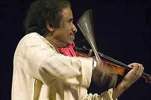 Subramaniam performing at a concert in 2003 in Chennai, India