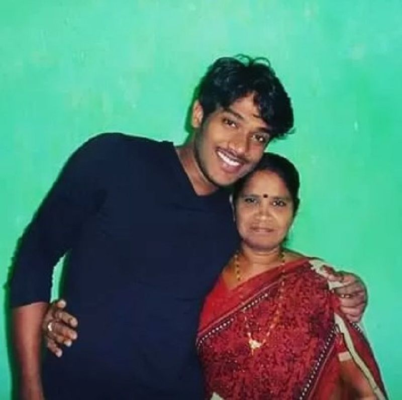Surya Narayana with his mother