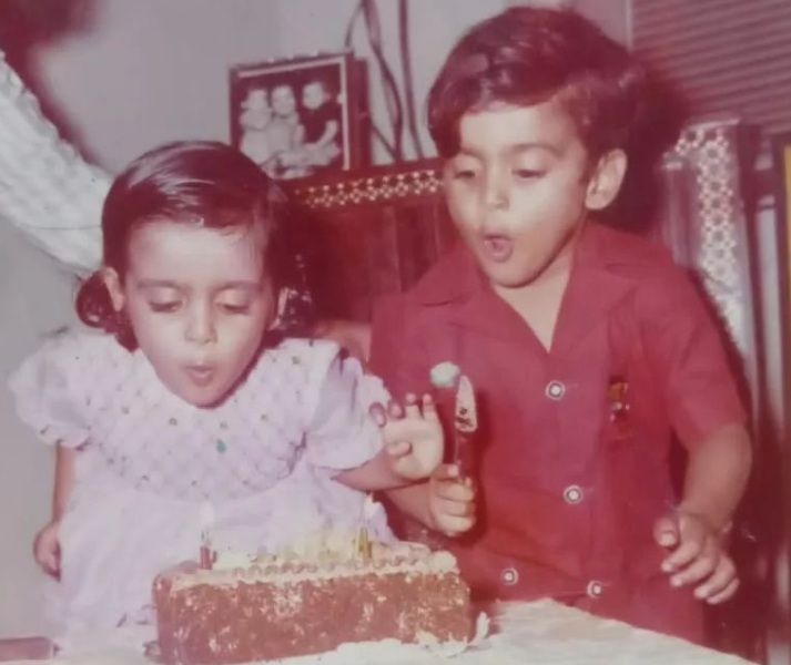 A childhood picture of Ashwin Kaushal (right) and his sister, Tanushree Kaushal (left)