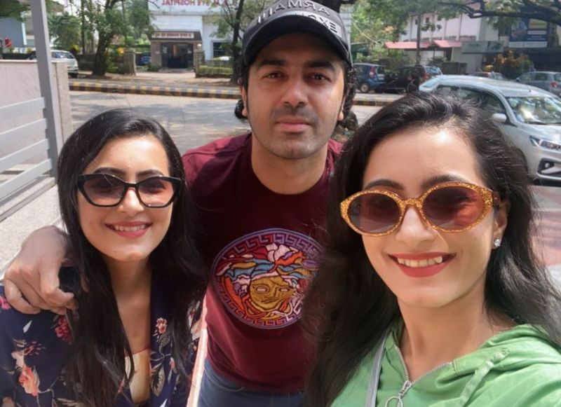 (from left to right) Adhvithi Shetty with her brother, Arjun Shetty, and twin Ashvithi Shetty