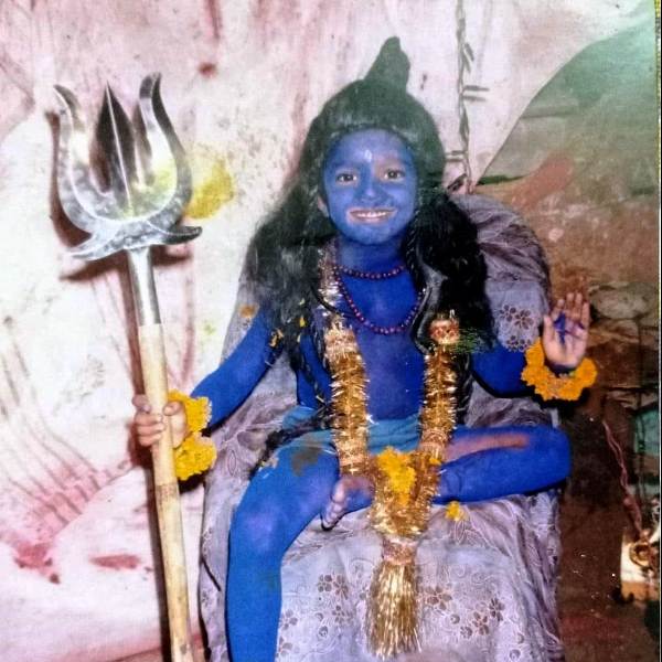 Childhood picture of Harsh Mayar dressed up as Lord Shiva for Ram Leela