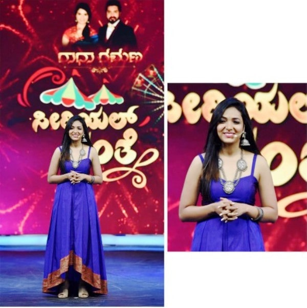 A photo of Anupama Gowda taken when she was hosting Serial Santhe