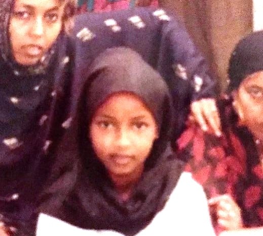 A photo of Ilhan Omar that was taken when she had moved to the US as a refugee