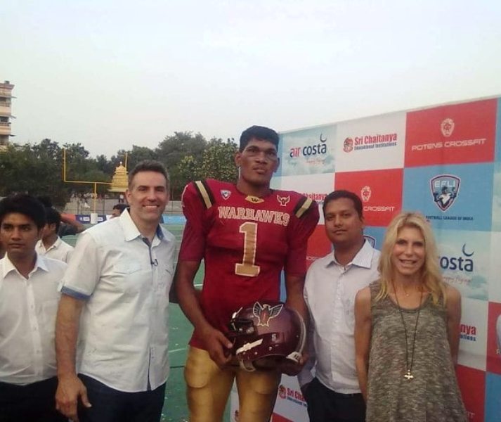 A photo of Yogesh Jadhav during his participation in American Football in 2016