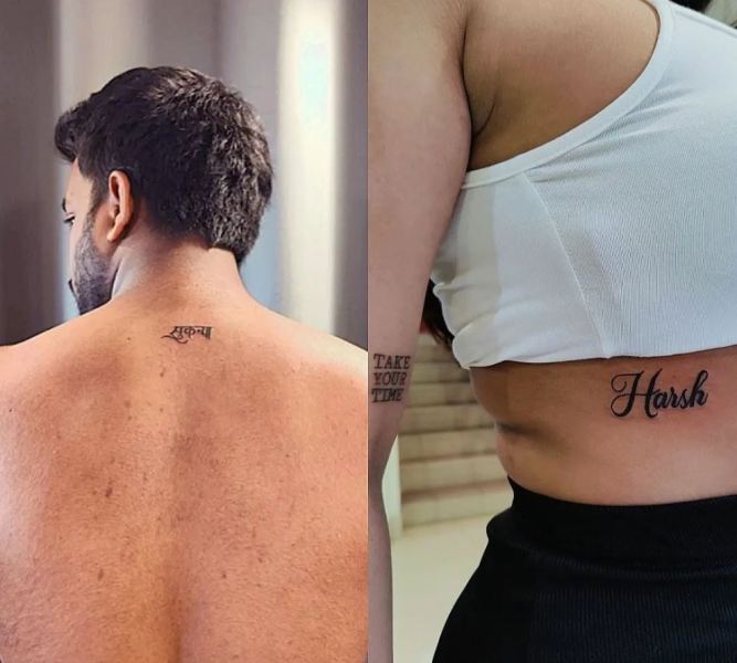 A picture of Harsh Mayar and Sukanya Rajan's couple tattoo