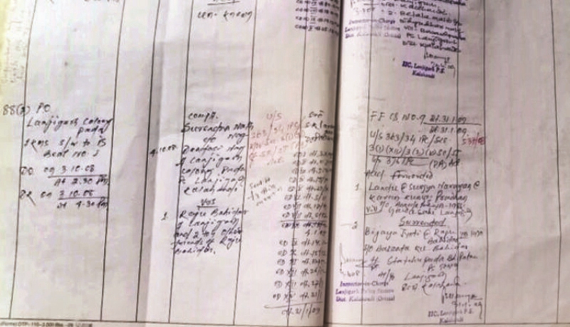 A picture of the FIR filed at the Lanjigarh police station against the accused in Archana Nag's gangrape case