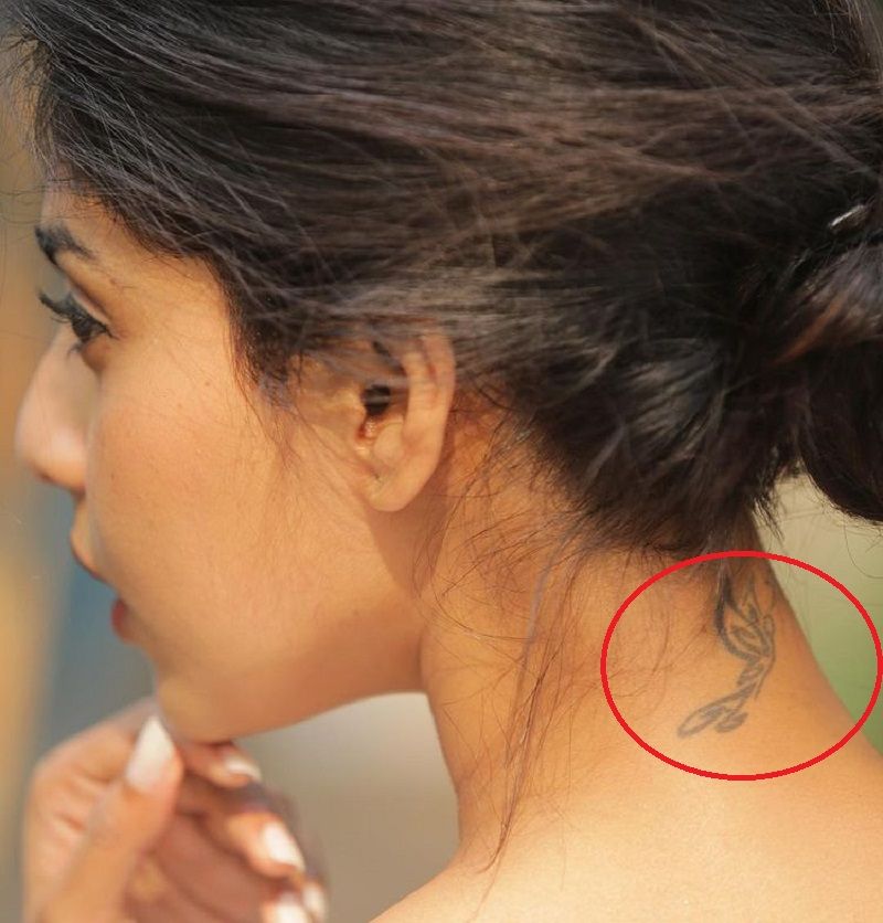 Aishwarya Lekshmi's tattoo on her neck
