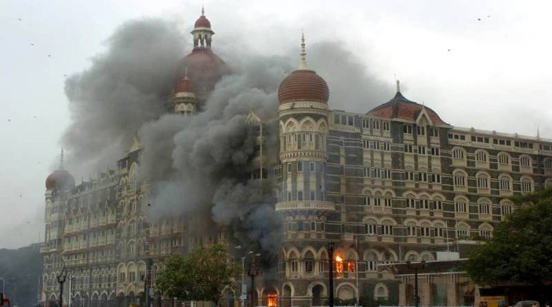 An image of the destruction of Taj hotel in the 26/11 attack
