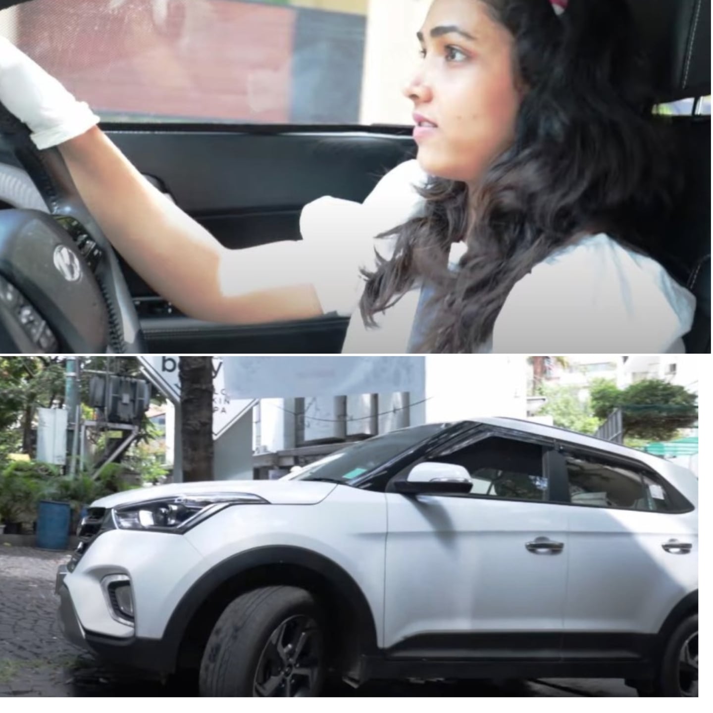 Anupama Gowda driving her Hyundai Creta