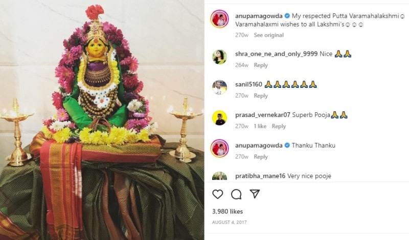 Anupama Gowda's Instagram post