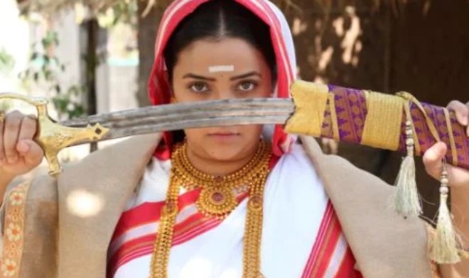 Apurva Nemlekar in a still from the serial Swarajya Saudamini Tararani