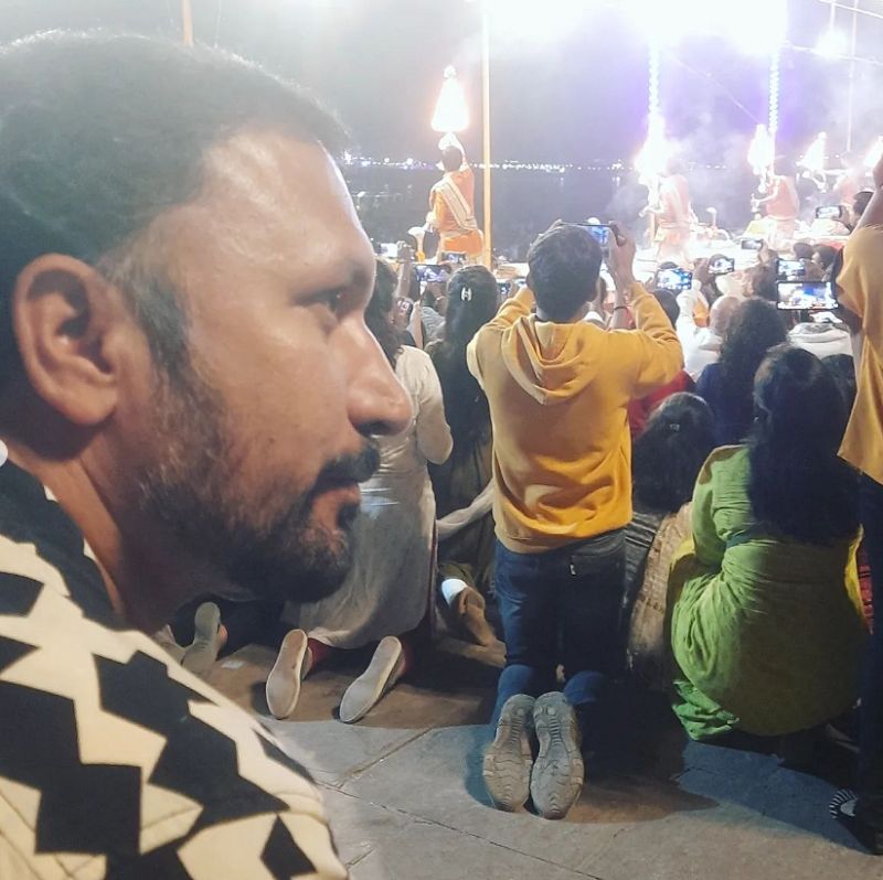 Chandresh Singh attending Ganga aarti
